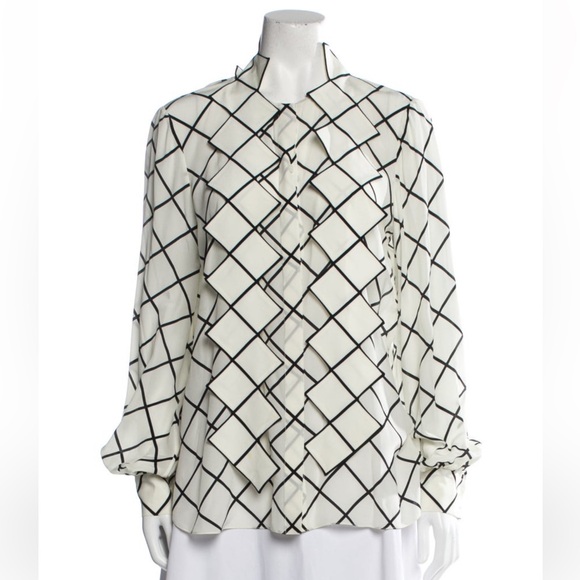 Oscar de la Renta

Tie-Neck Grid-Print Crepe de Chine Blouse - Picture 4 of 4